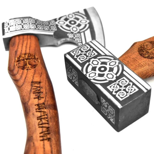 Handmade Viking Hammer And Axe Hand Forged Carbon Steel Best For Xmas Gift idea, Christmas Gift