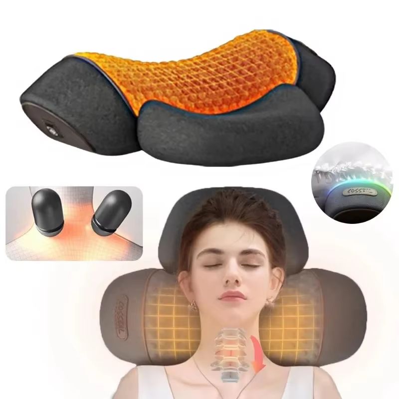 Electric Neck Massager Pillow with Heat Cervical Traction Shoulder Relief Cushion