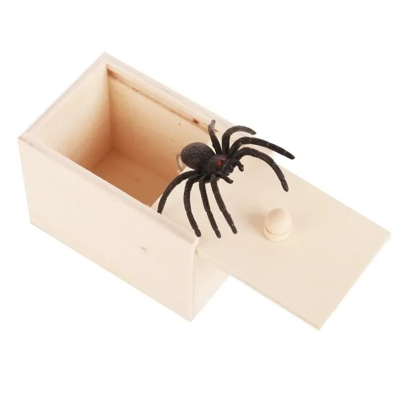 Wooden Spider Prank Box Funny Scare Trick Gift Toy