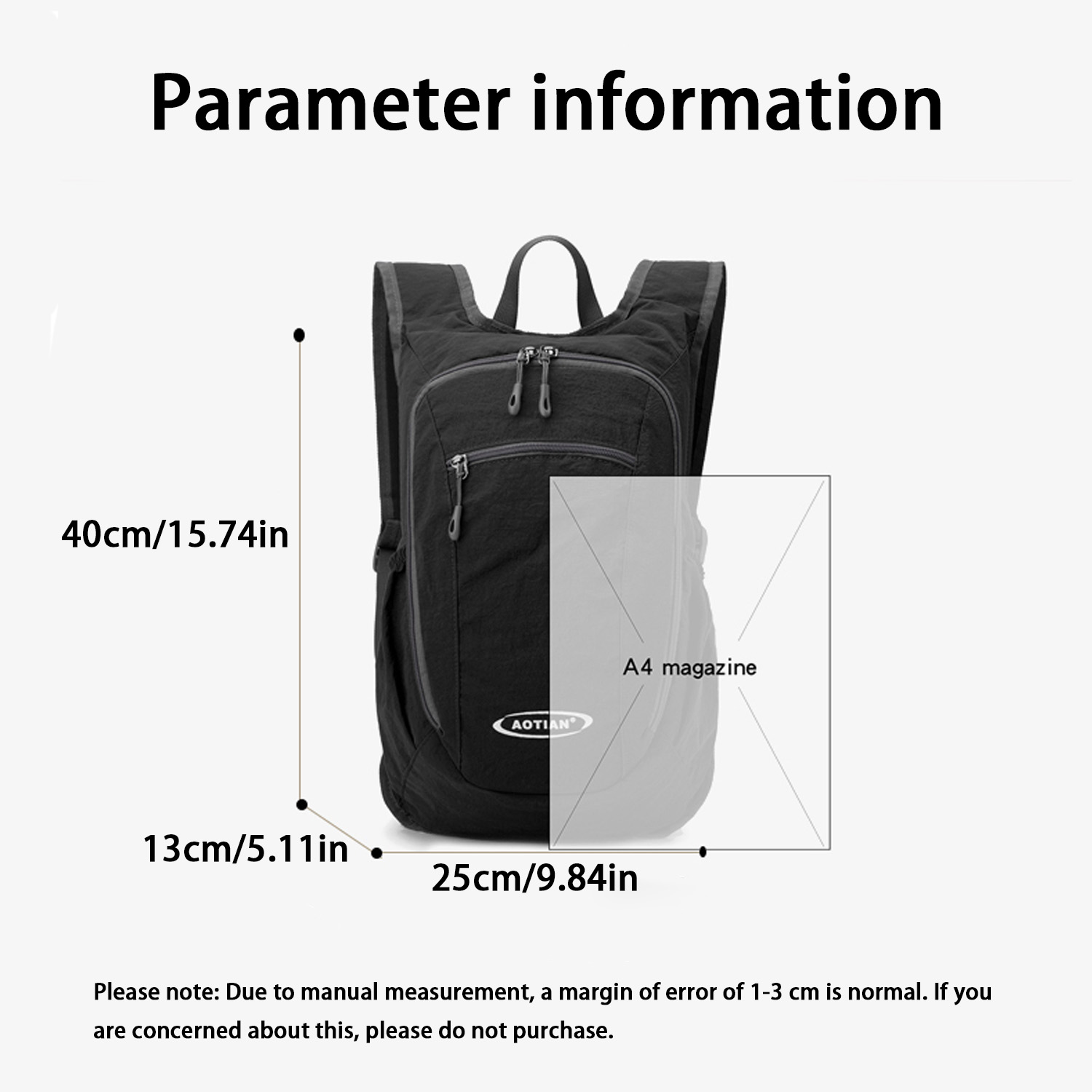 Unisex Foldable Hiking Backpack Lightweight Durable Oxford Commuter Bag