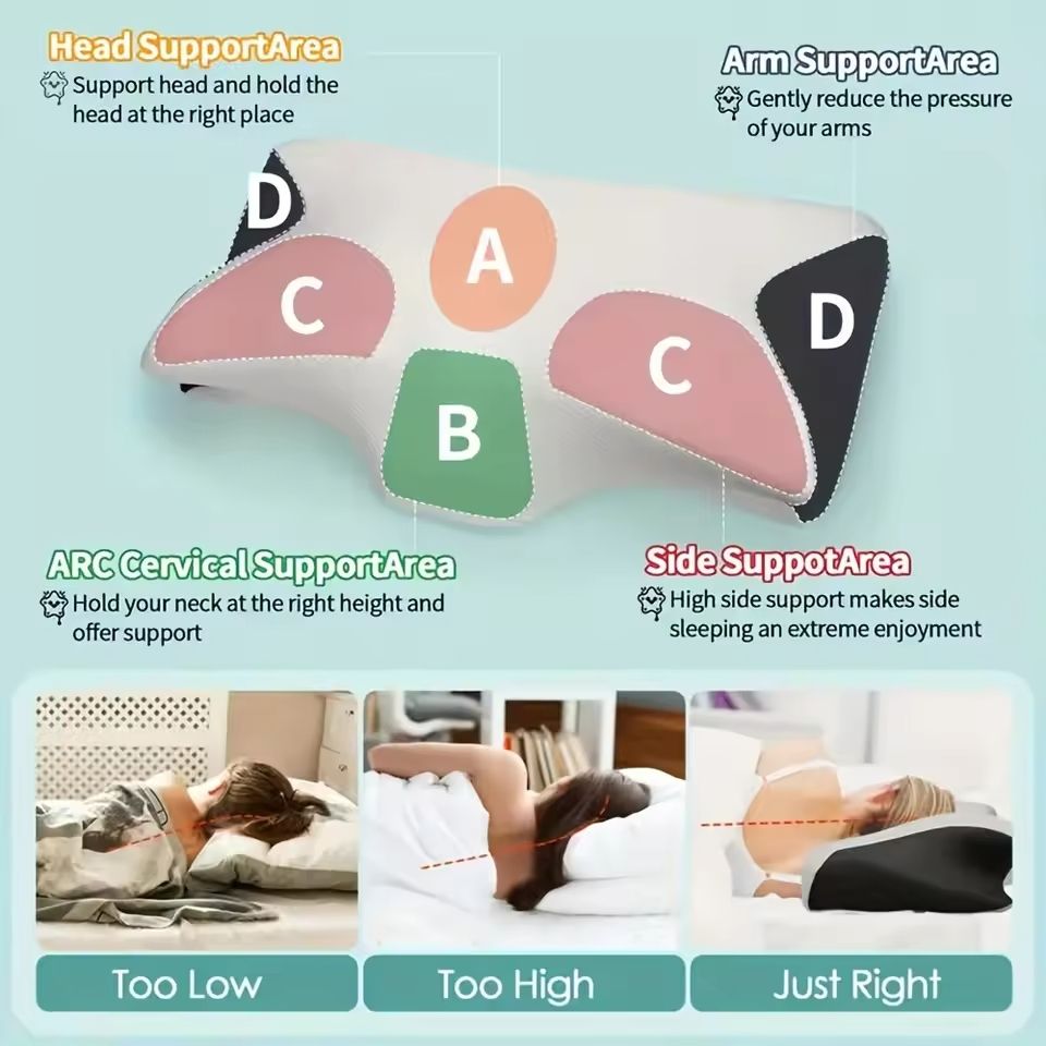Ergonomic Cotton Sleep Pillow Soft Lightweight Design for Side Back and Abdominal Sleep