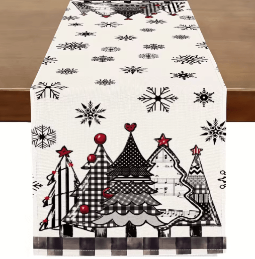 Retro Plaid Christmas Table Runner – Cozy Winter Holiday Dining Decor Accent