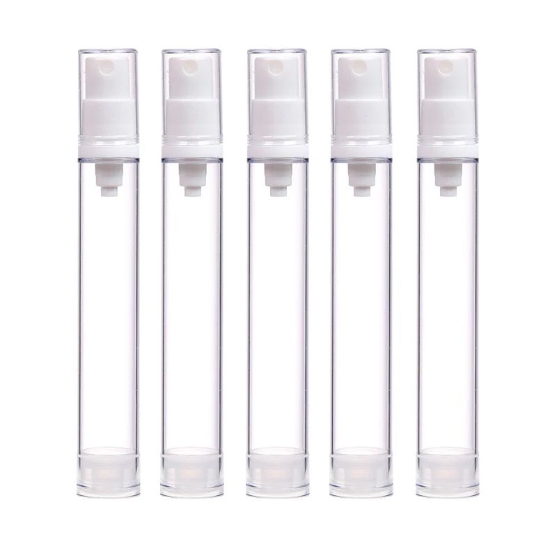 5-Piece Airless Pump Bottle Set (5ml/10ml/15ml) Leak-Resistant Refillable Travel Containers