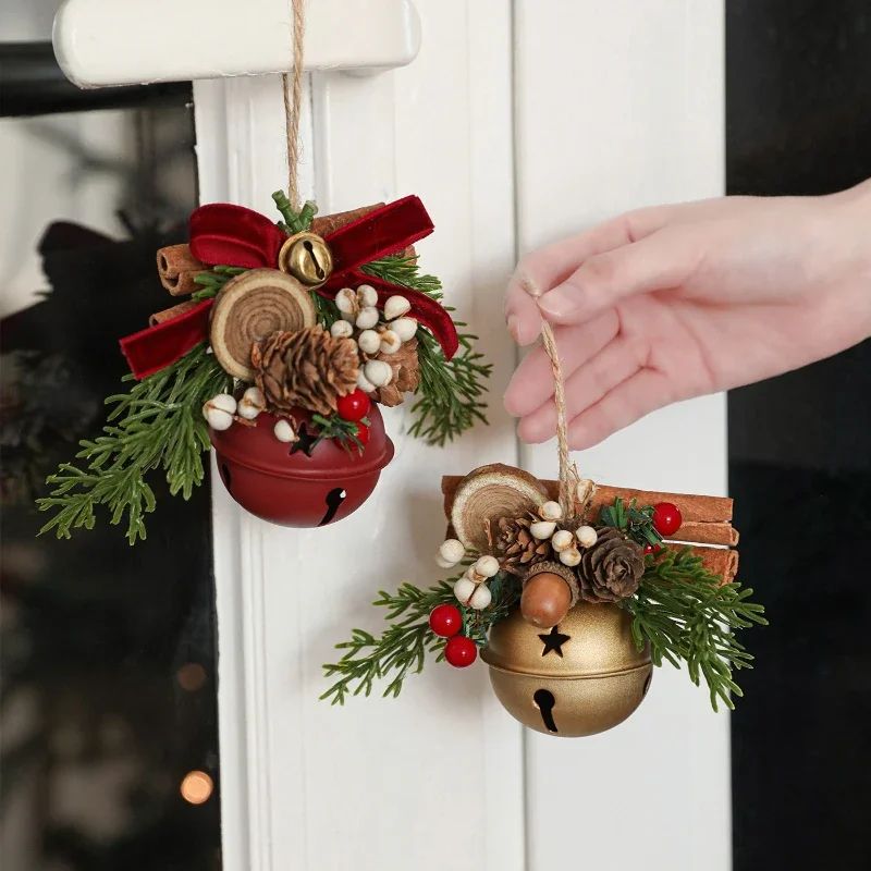 Christmas Bell Antlers Pinecone Hanging Ornament Decor