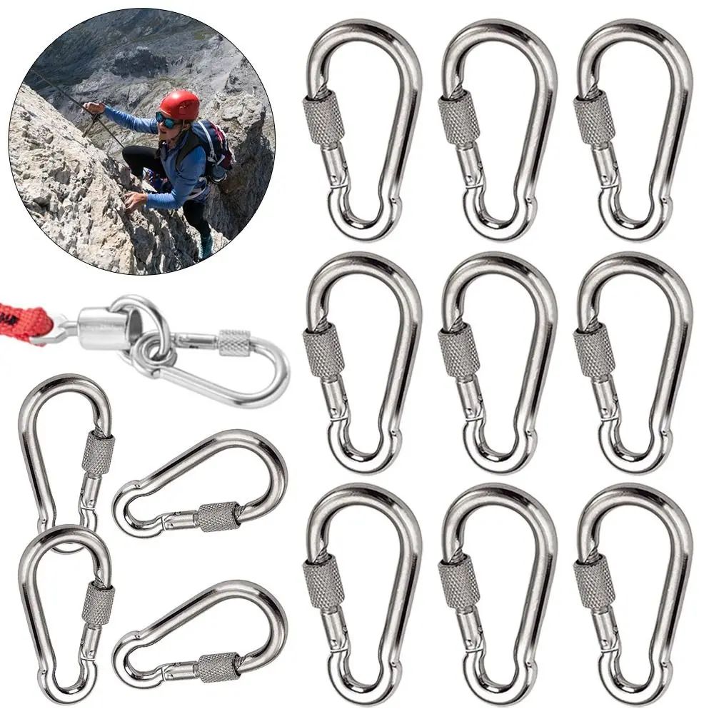 Stainless Steel Quick Link Screw Lock Carabiner (M4–M12) – Spring Snap Hook for Camping, Travel & Rigging