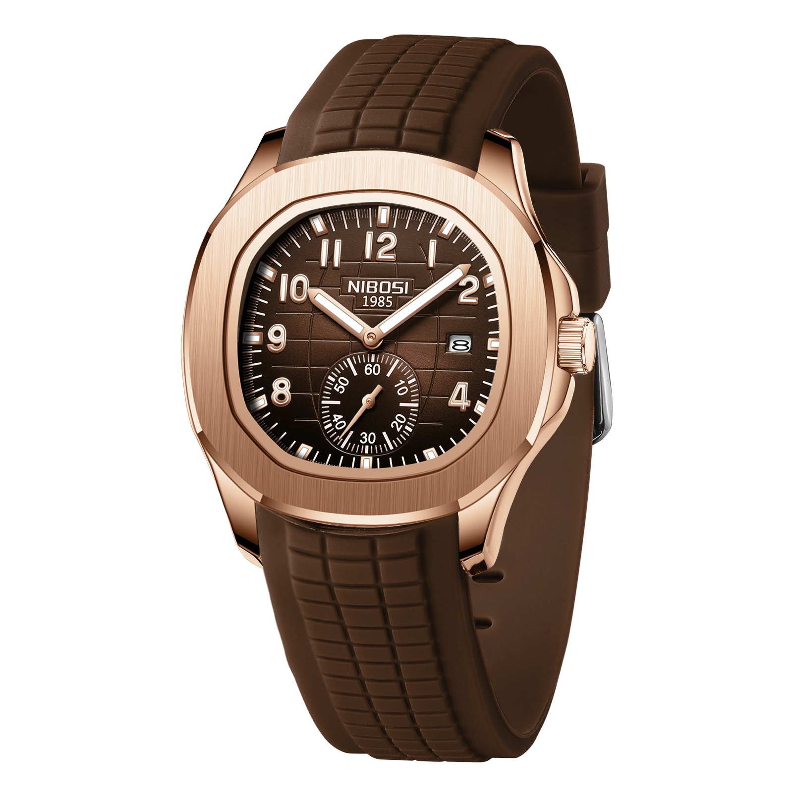 AquaLuxe Mens Waterproof Quartz Watch with Luminous Dial & Auto Date