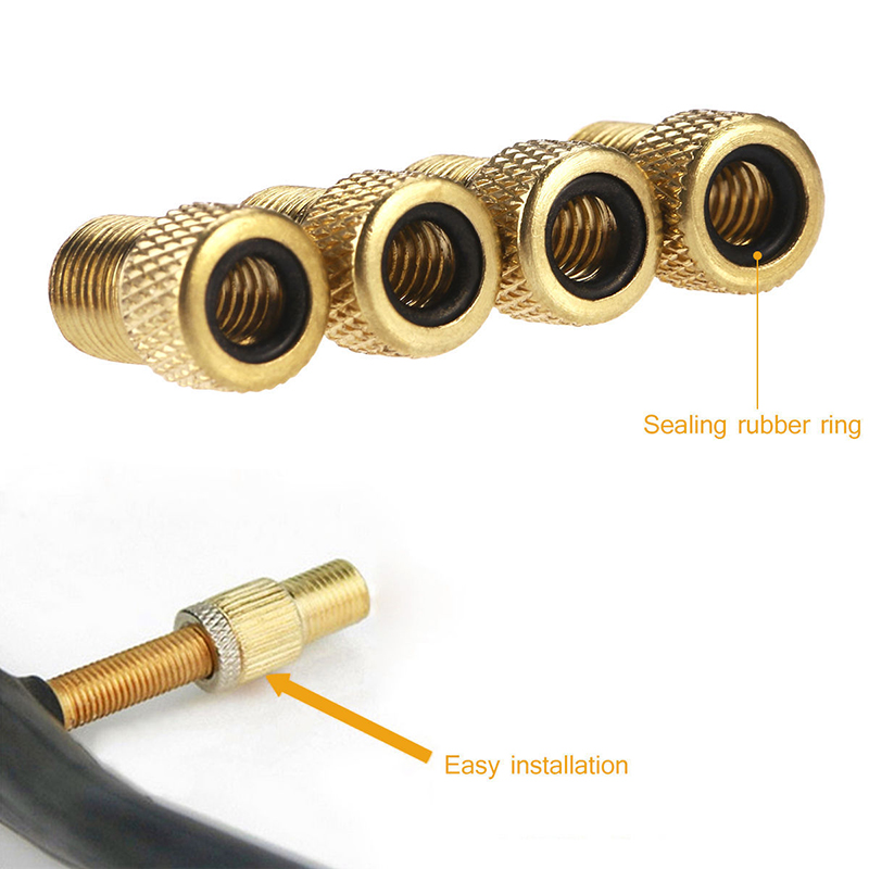 Brass Presta to Schrader Valve Adapter Caps Durable Bike Tire Air Nozzle Connectors