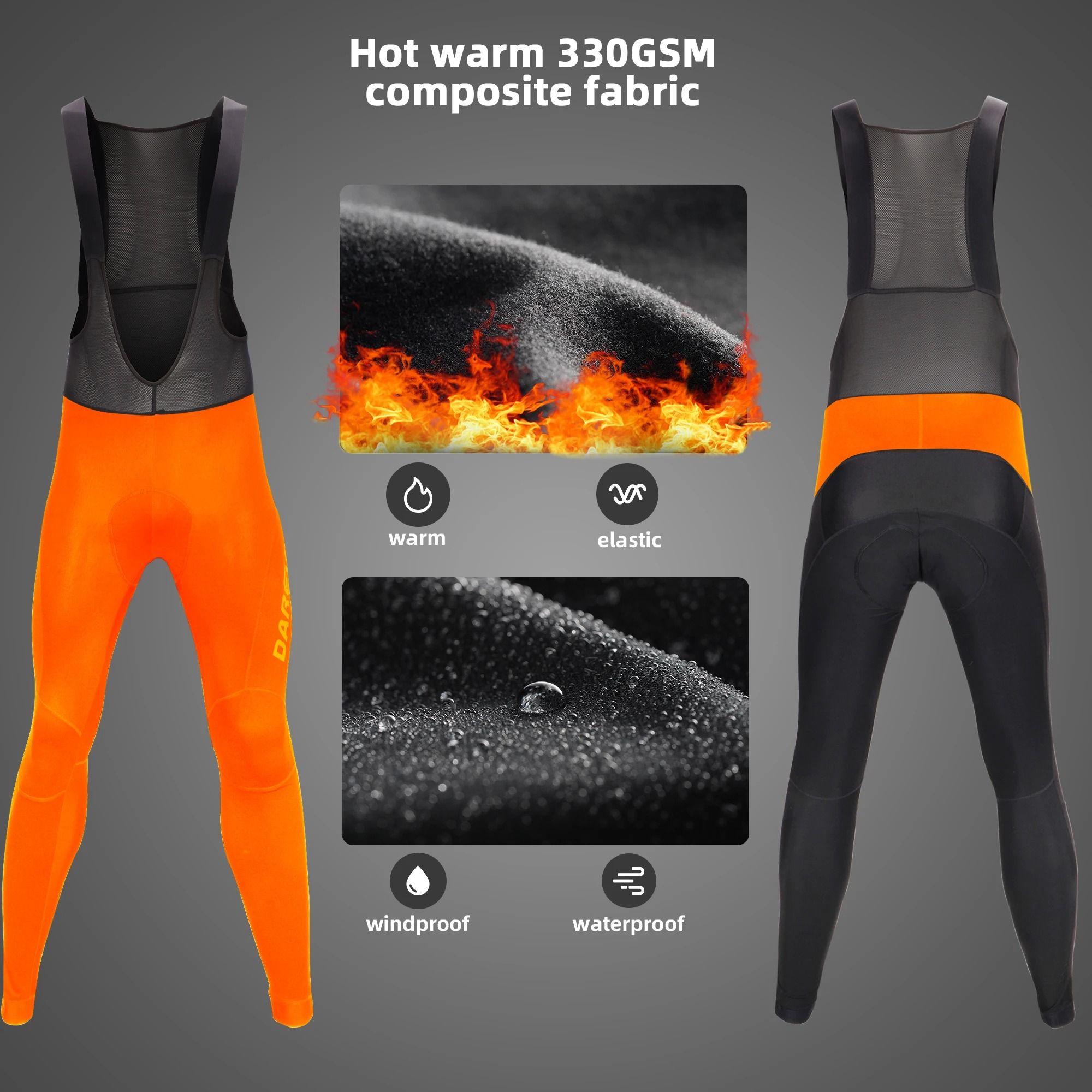 Winter Thermal Cycling Bib Tights with Waterproof Design