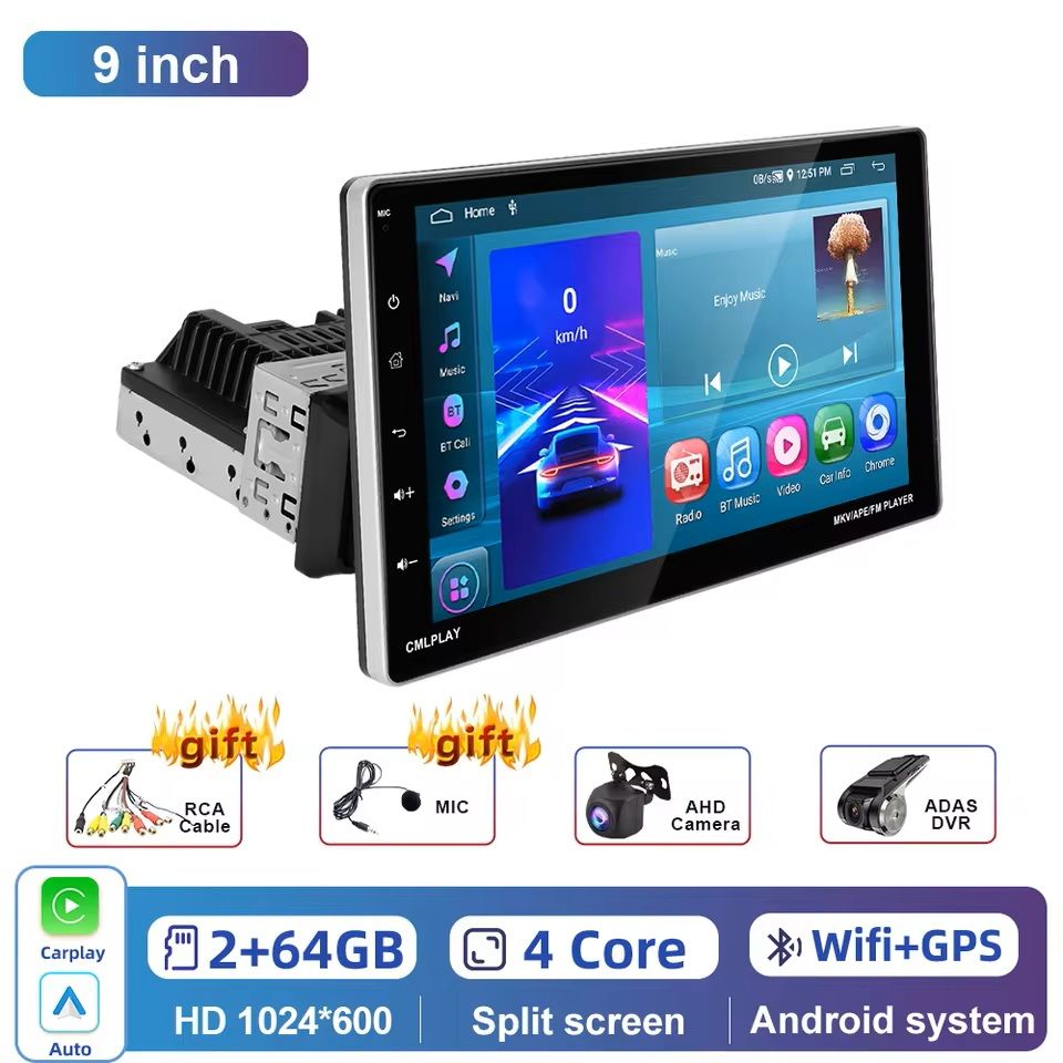 9-Inch Android Car Multimedia Player with CarPlay and Bluetooth