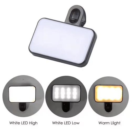 Rechargeable Mini Selfie Fill Light with Adjustable Brightness (6000–12000K)