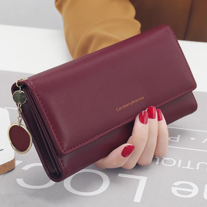 Fashion Womens Leather Long Wallet Multi functional Fold Purse Fresh Female Clutch Card Holder