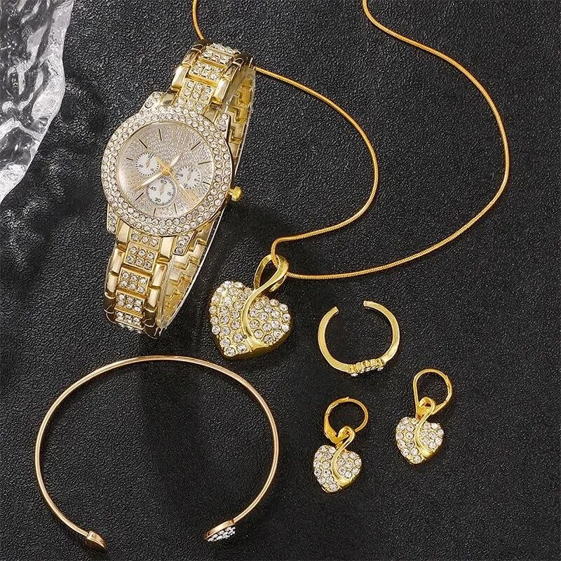 Luxury Rhinestone Quartz Jewelry Set