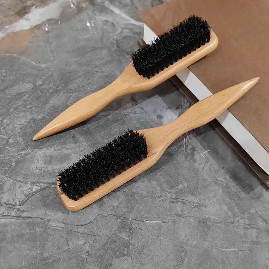 Boar Bristle Slick Back Hair Brush – Sleek Ponytail & Bun Styling Tool for Smoothing Baby Hairs, Flyaways, and Edge Cont