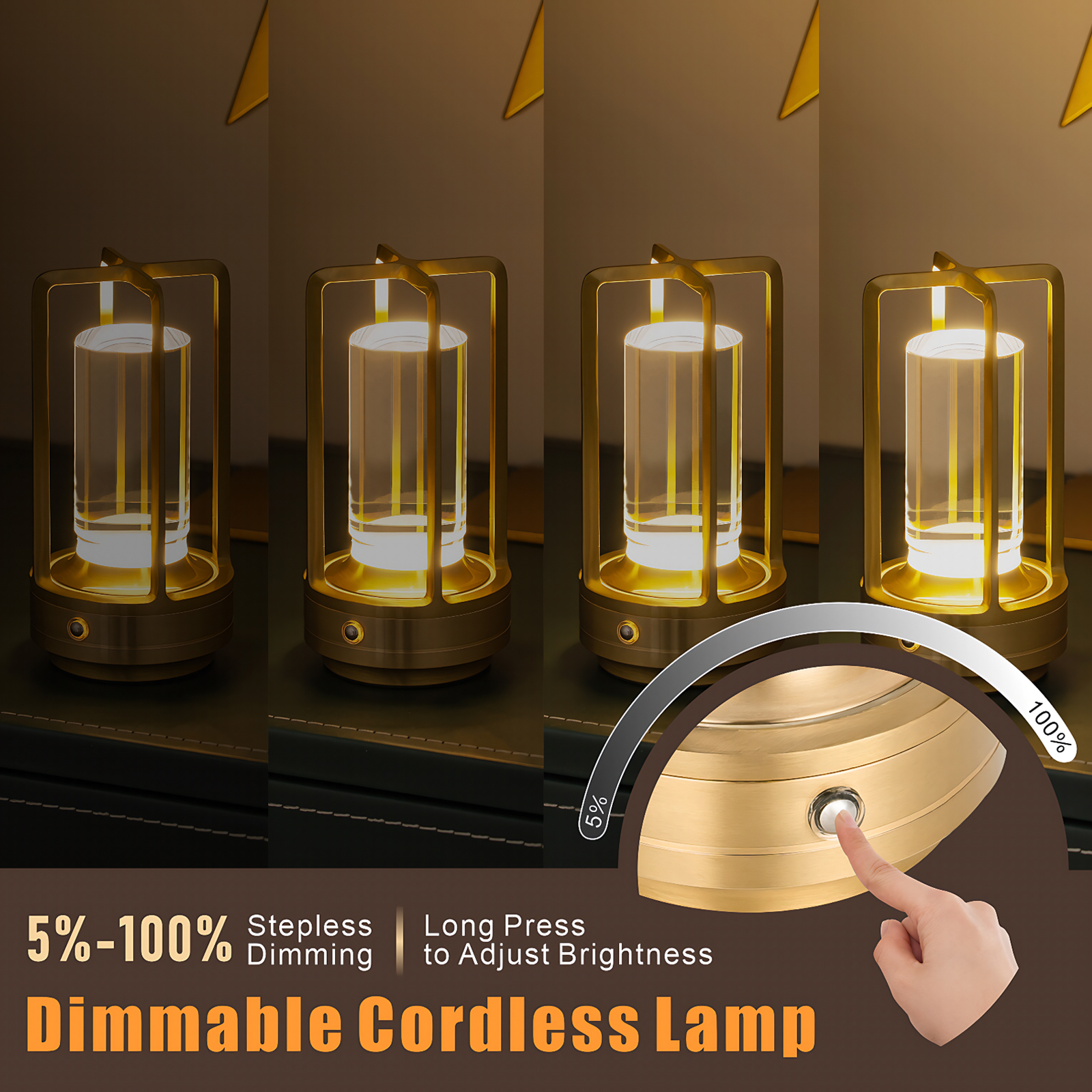 Creative, Rechargeable LED Cordless Table Lamp, ABS Desk Lamps for Bedside, Camping Atmosphere Light