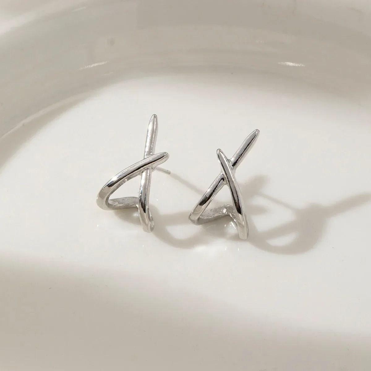 Trendy Gold Cross Stud Earrings