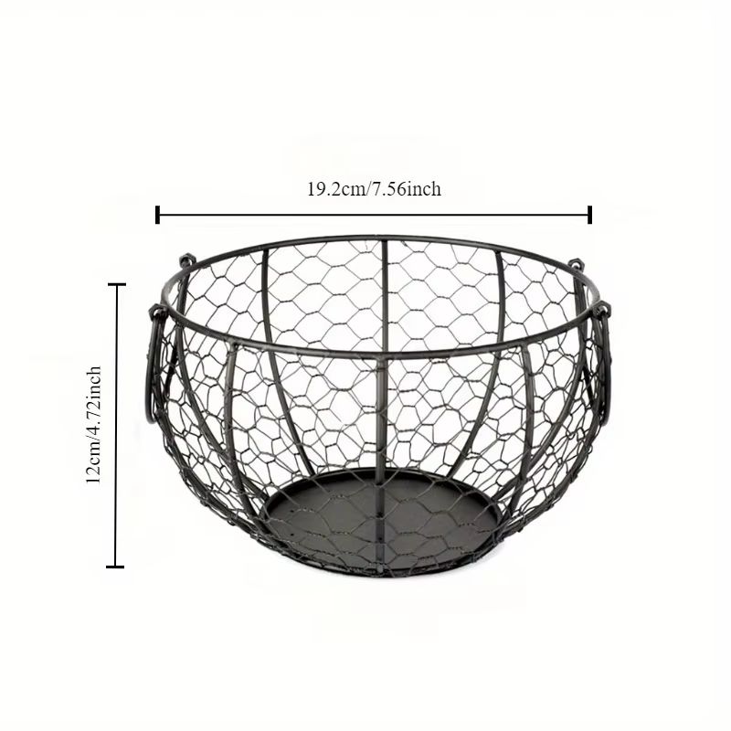 Kitchen Metal Wire Egg Basket With Farm Chicken Cover