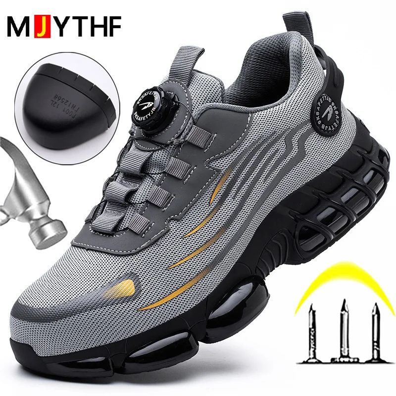 Men's Rotating Button Safety Shoes Anti-Smash and Anti-Puncture Protective Boots