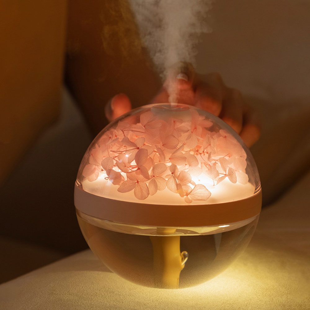 Eternal Flower Humidifier Diffuser with Atmosphere Light, Mini USB Battery Charger, Creative Gift for Home & Festivals
