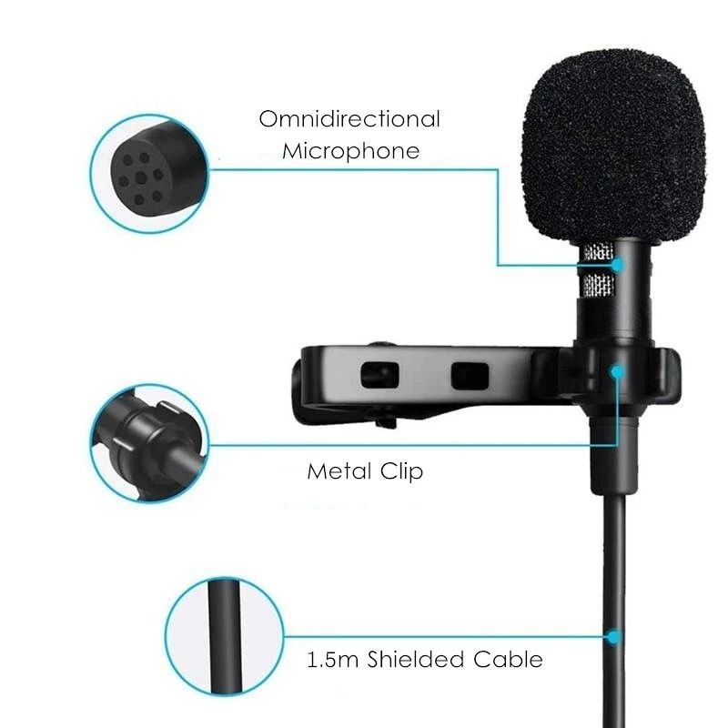 Professional Portable Lavalier Condenser Microphone and Clip-On Lapel Audio Station