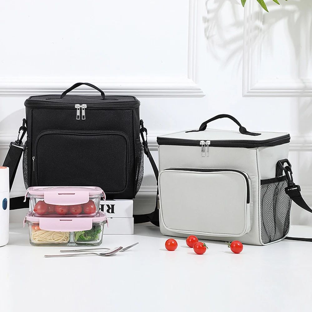Large Capacity Insulated Lunch Bag with Crossbody Strap, Oxford Cooler Tote for Picnic & Outdoor Ice Packs, Reusable