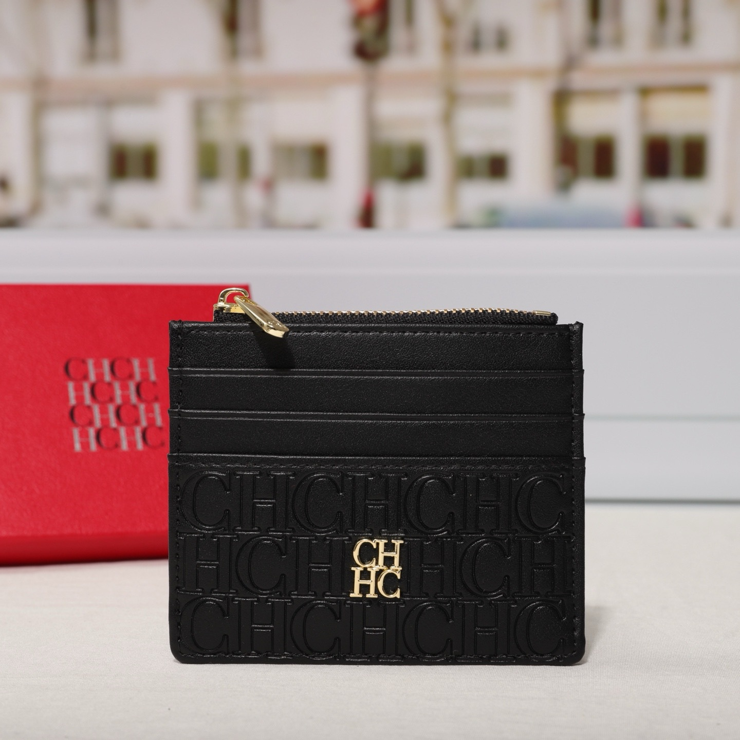 Portable Womens Wallet with Exquisite Urine Decoration, Durable Elegant Design Letter Decoration Zipper Card Bag