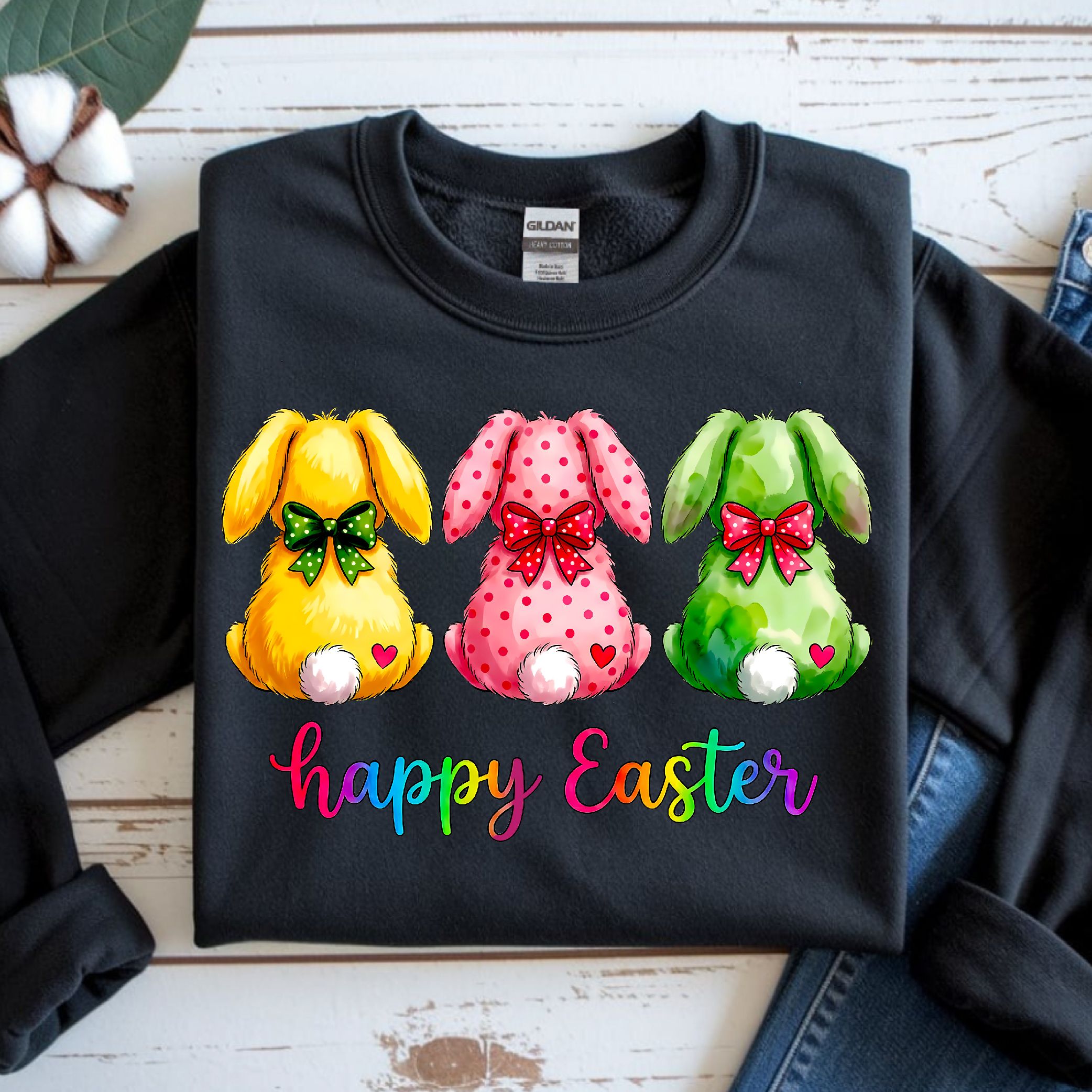 3 Rabbits Happy Easter Shirt, Easter Bunny T-Shirt, Cute Easter Tee