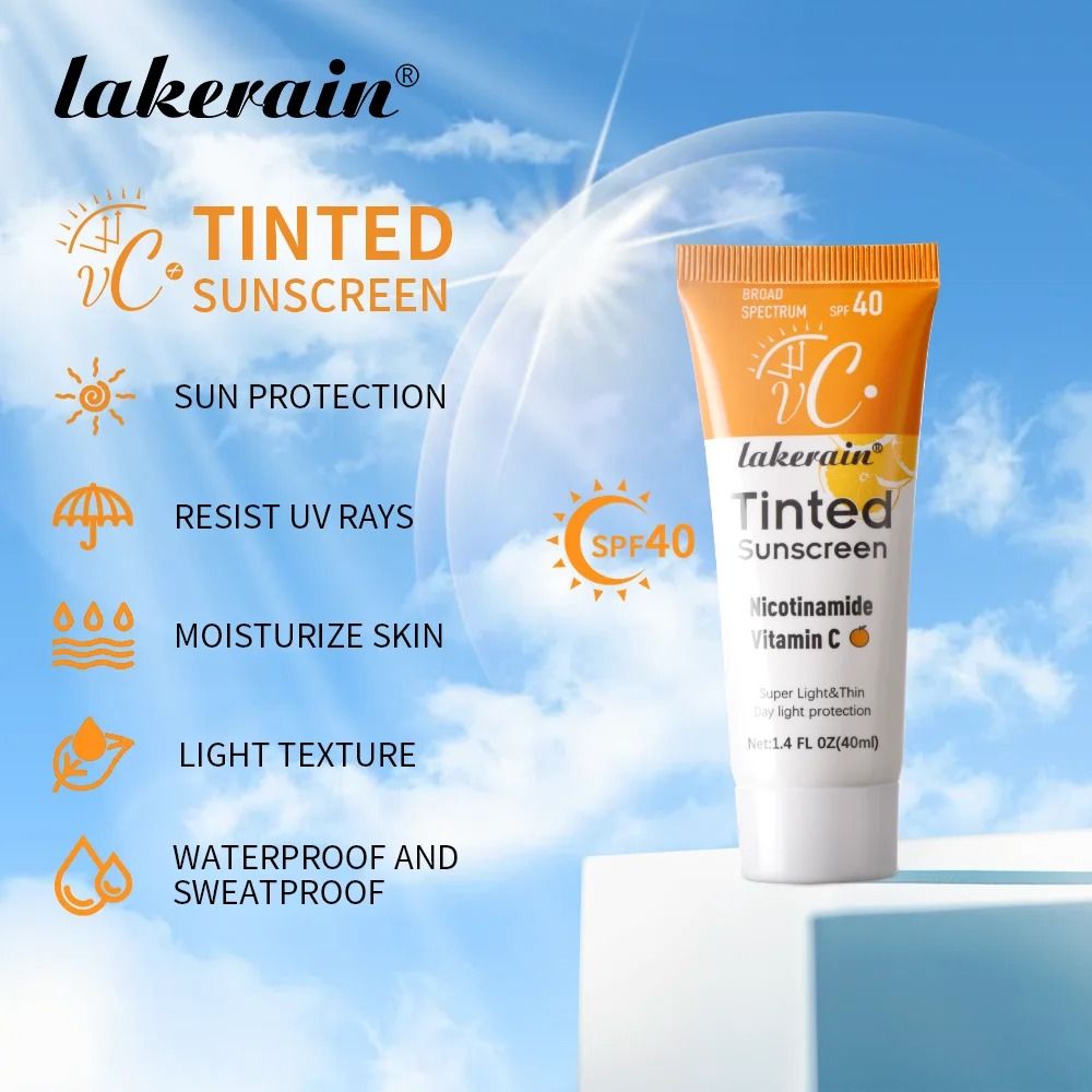SPF40 Tinted Moisturizing Vitamin C Sunscreen Refreshing UV Skin Protection and Anti-Aging Cream