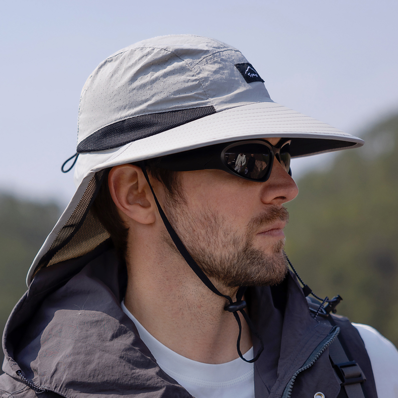 Unisex Xinbaoguan 9249 Summer Fisherman Hat, Large Brim, Quick-Dry Polyester Sunshade with Shawl Design