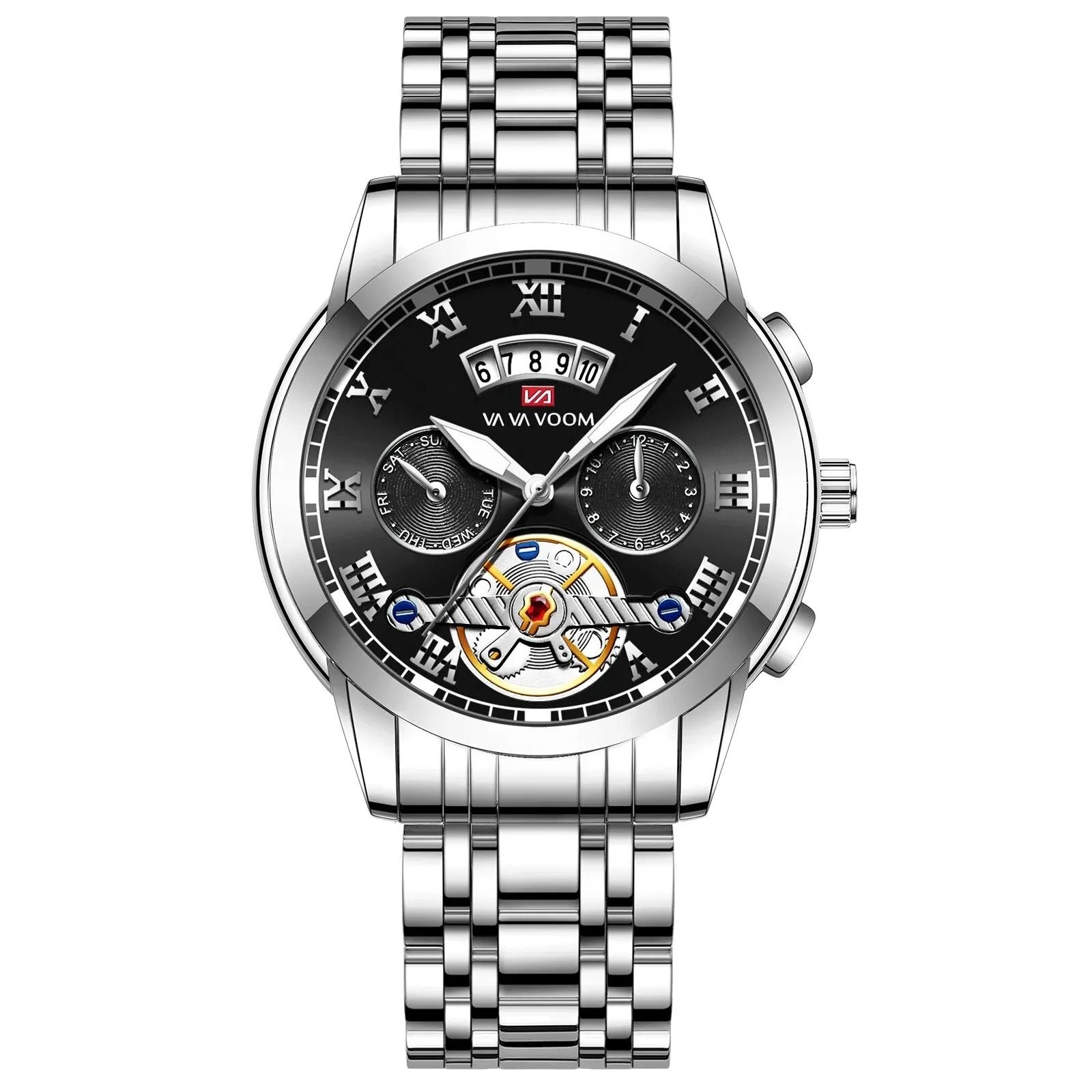Luxury Stainless Steel Mens Watch with Luminescent Display