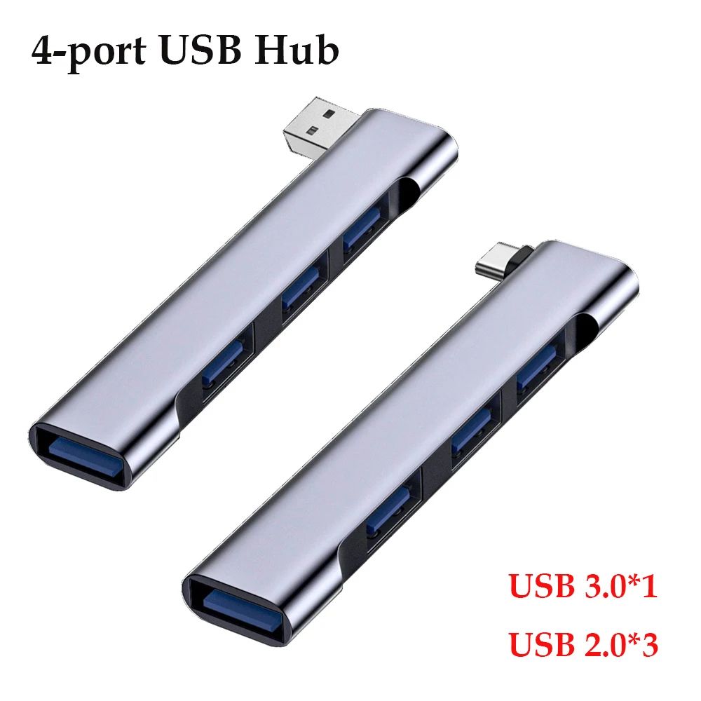 FlexPort 4-Port USB 3.0 Hub – High-Speed 5Gbps Type C USB Splitter for PC & Laptop