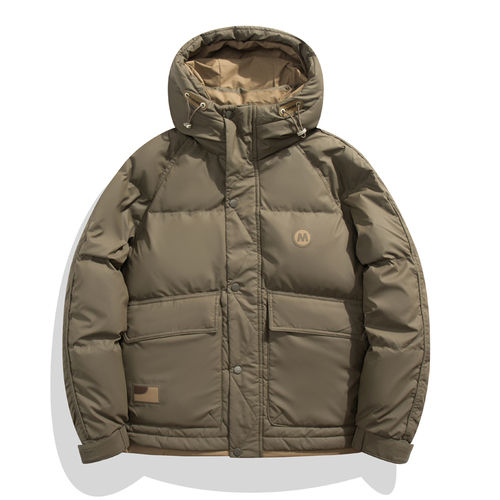 Men's Hooded Down Jacket, Winter Warm Puffer Coat, Loose Fit Hip Hop Streetwear, Harajuku Style Outwear
