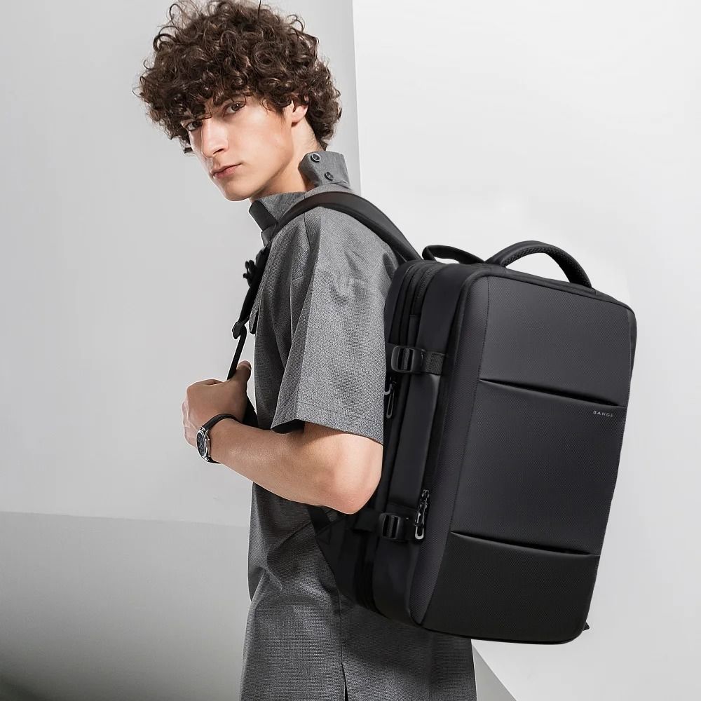 BANGE Expandable Men Backpack Waterproof 17.3 in Laptop Travel Bag