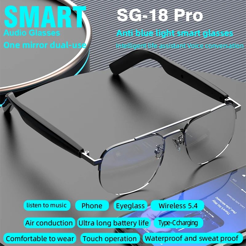 SG-15 Pro Smart Audio Glasses – Bluetooth Sunglasses with Anti Blue Light Protection