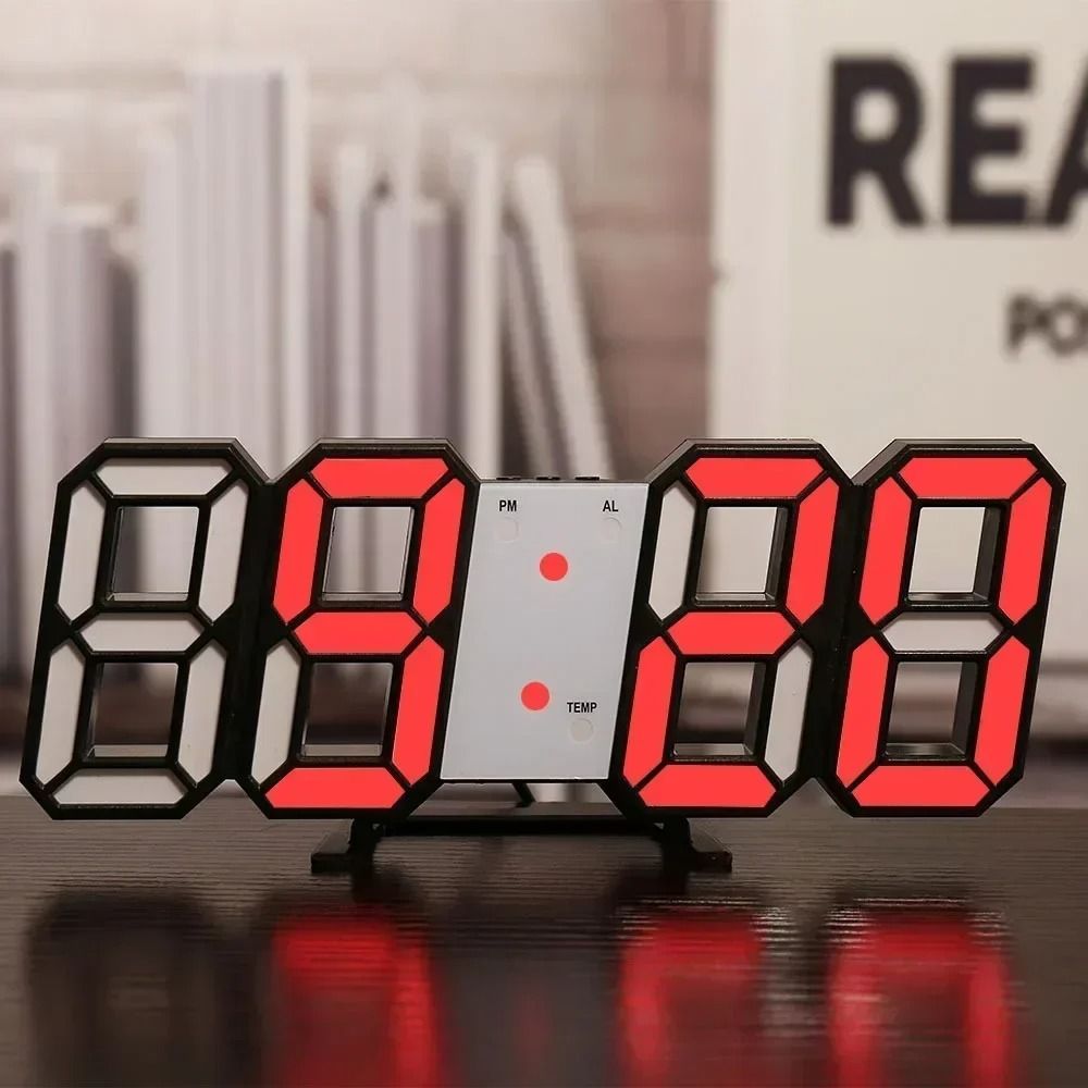 3D LED Wall Clock Digital Display with Night Glow and Adjustable Brightness