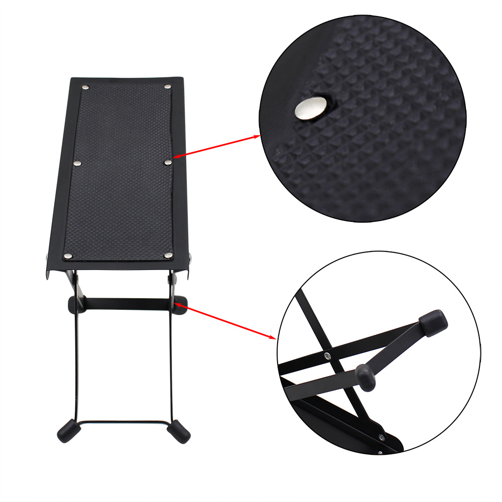 Adjustable Metal Foot Stool with Non-Slip Pads, Foldable Support for Guitar Parts & Accessories