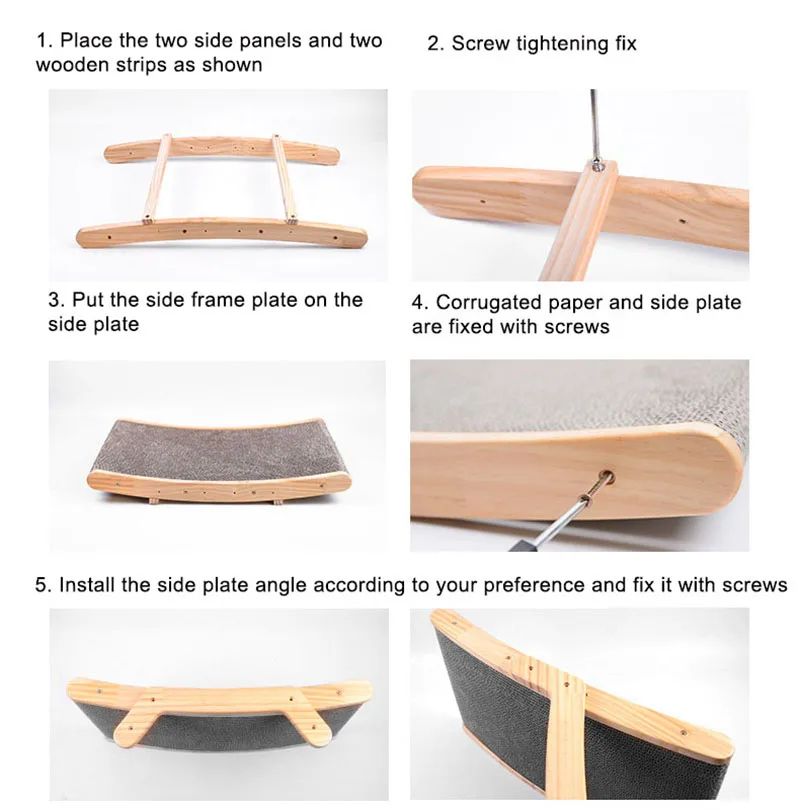 Wooden 3 in 1 Cat Scratcher Bed
