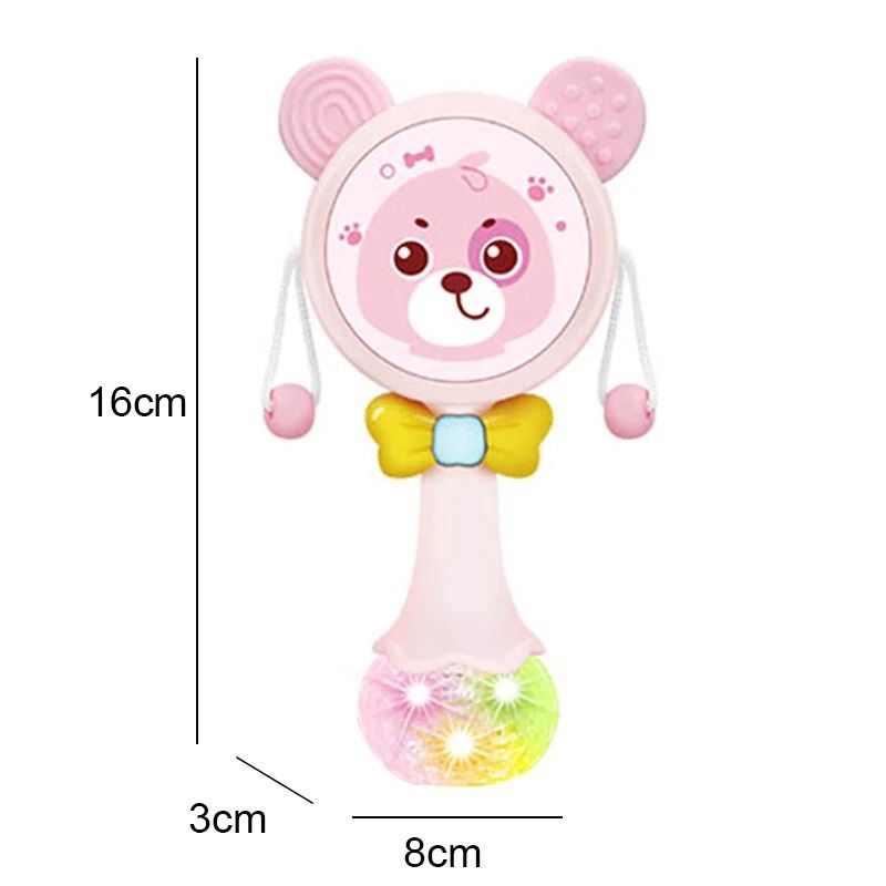 2025 Flashing Musical Rabbit Hand Bell – Early Educational Teether Rattle Toy (0-12M)