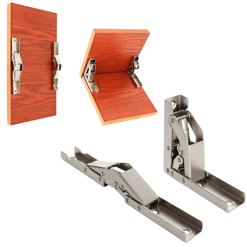 Folding Door/Shelf Hinge Hidden Bracket, Flat Sprung Folding Hinges, Table Holder Furniture Parts
