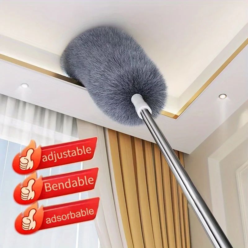 Extendable Microfiber Duster with Telescopic Pole – Retractable, Washable Ceiling & High Reach Dust Removal Brush