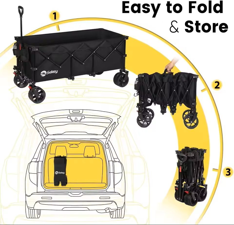 48 in Heavy Duty Collapsible Folding Wagon 440 lbs Capacity Utility Cart