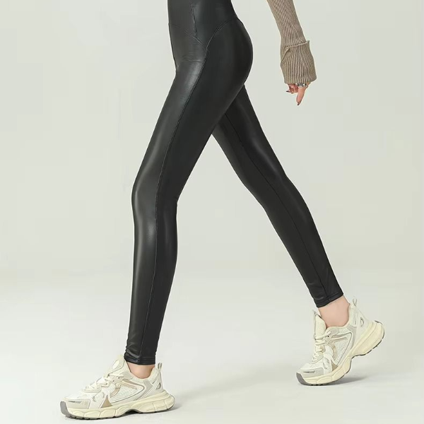 Thermal Leather Leggings for Women, Warm Faux Leather Winter Leggings, High Waist Slim Skinny Pants