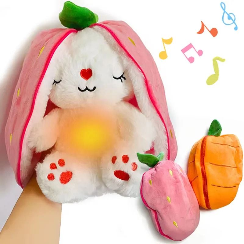 Cute Luminous Breathing Bunny Plush Doll for Baby Sleep and Early Learning