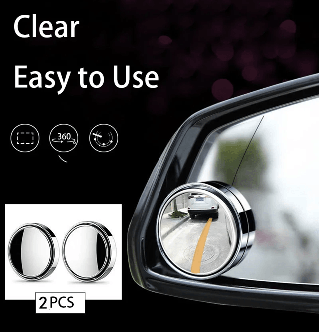 2pcs Adjustable Blind Spot Mirrors – 360° Wide-Angle Convex Rearview Safety Mirrors for Cars