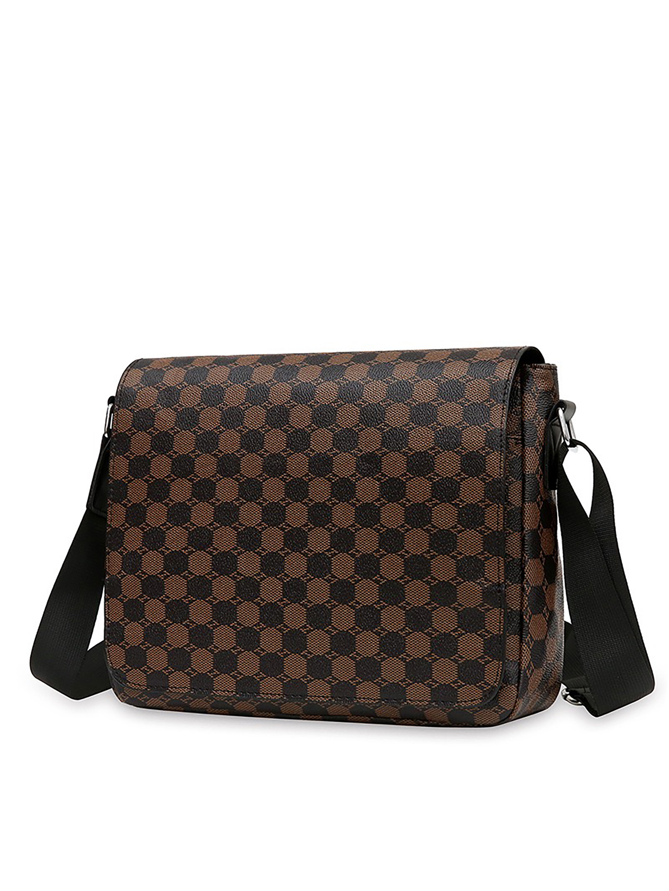 Mens Crossbody Business Briefcase Fashionable Plaid Large Capacity Shoulder Bag