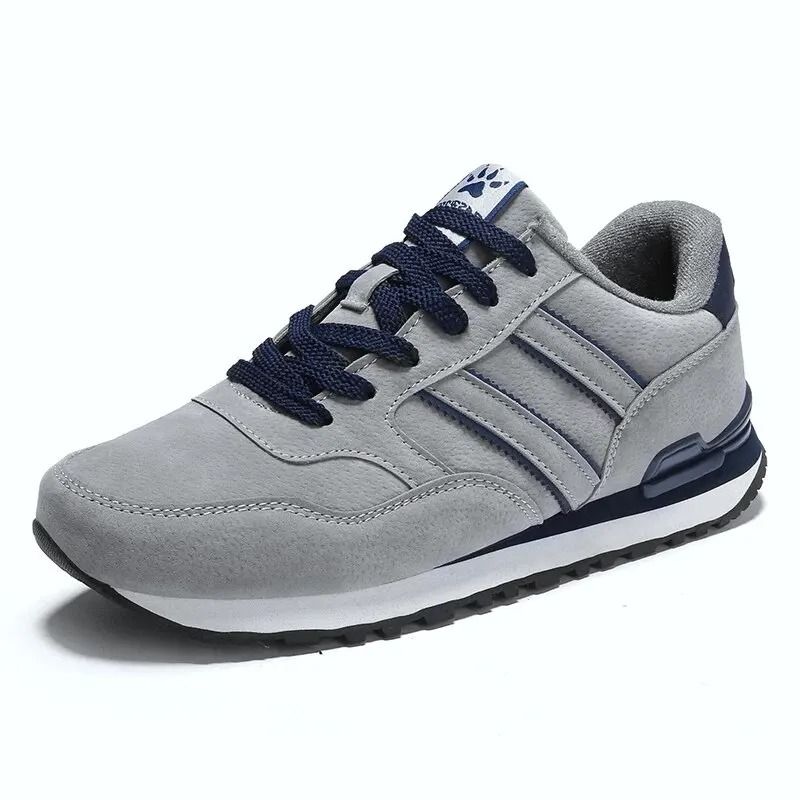 Men Casual Leather Sneakers Lightweight Breathable Lace Up Flats