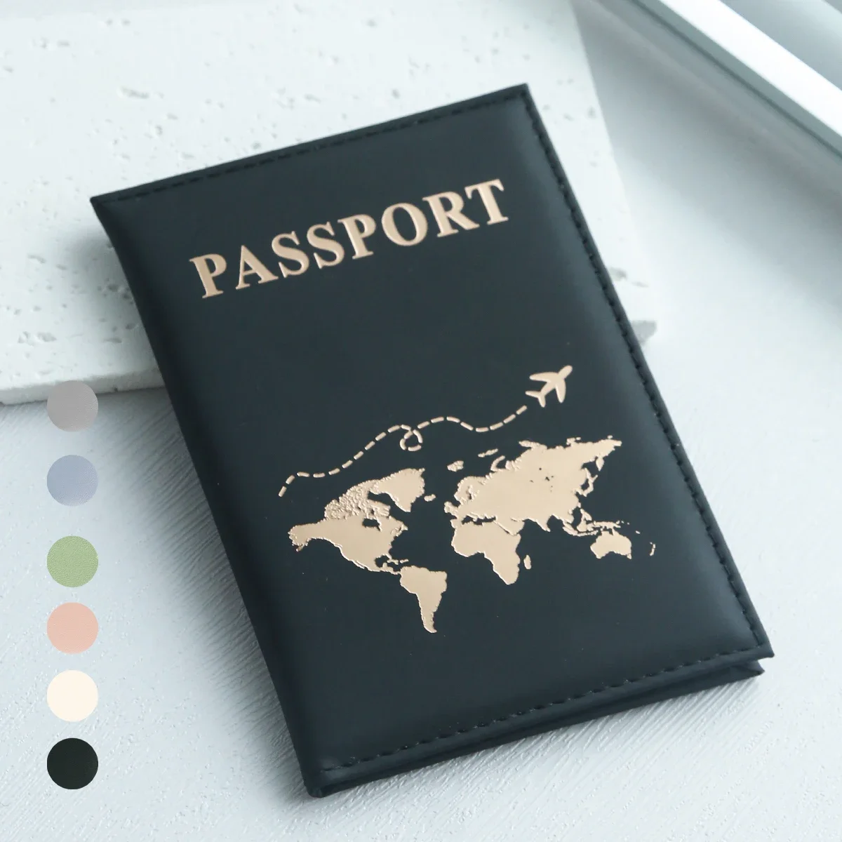 Slim PU Passport Holder Travel Essential with Cove Map Design