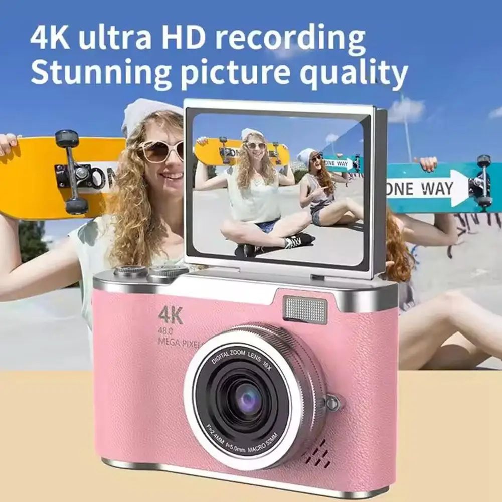 UltraView 4K FlipScreen Digital Camera – 48MP Compact Travel & Selfie Camera