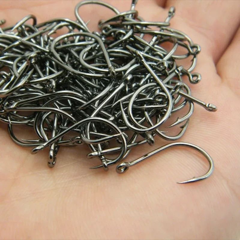 High Carbon Steel Fishing Hooks Set Barbed Circle Hooks 100pcs