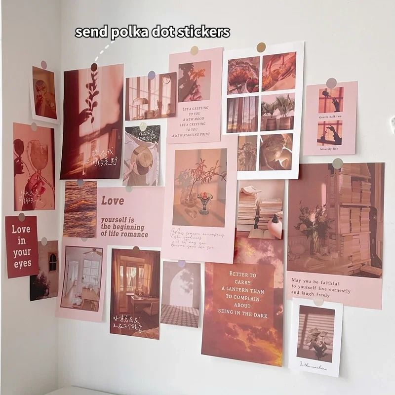 Nordic Retro Photo Card Wall Stickers Set for DIY Bedroom Decor