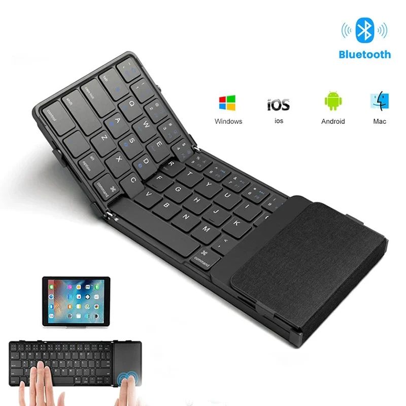 Foldable Wireless Bluetooth Keyboard Portable Travel Keyboard